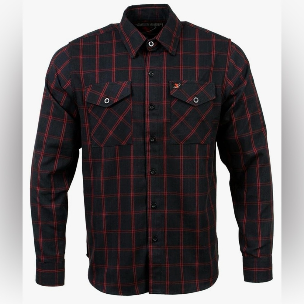 Milwaukee Leather Mens Black Red Cotton Heavy Flannel Shirt Riding Moto Size 4XL